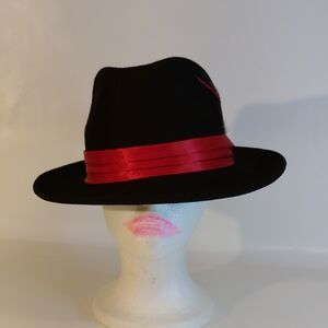 Elegant Black Fedora with Red Accent